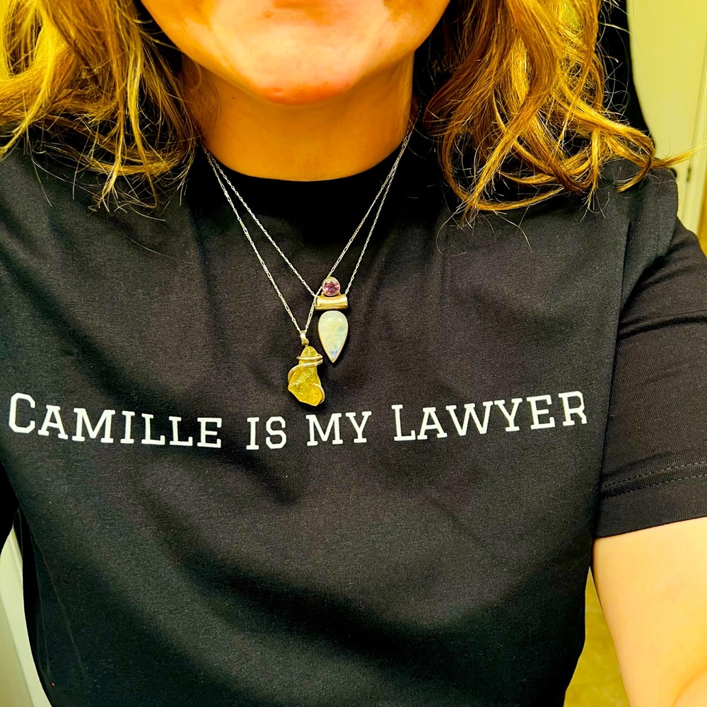 #20 Yes! Camille is my Lawyer black t  unisex- NWT 100%cotton #JusticeforJohnny